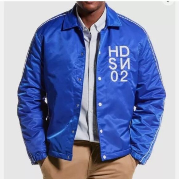 Hudson Water Repellent Insulated Coach Jacket Style HM100 Men's Size M Blue New - Picture 1 of 13